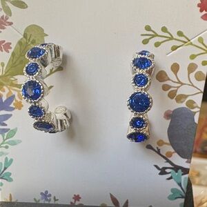 Avon Silver Earrings with Blue Stones